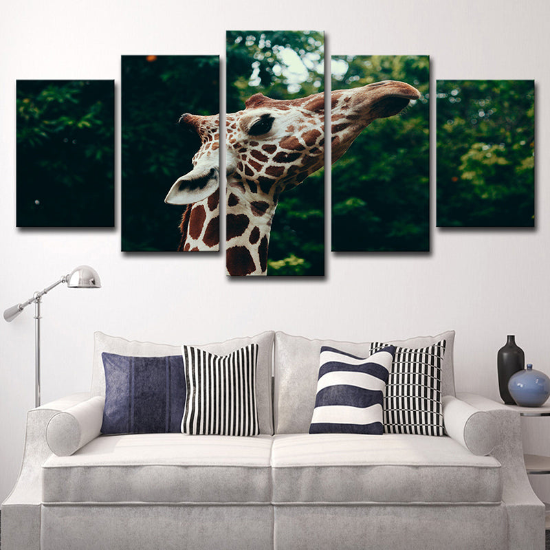 Brown Giraffe Canvas Print Wild Animal Modern Multi-Piece Wall Art Decor for Home