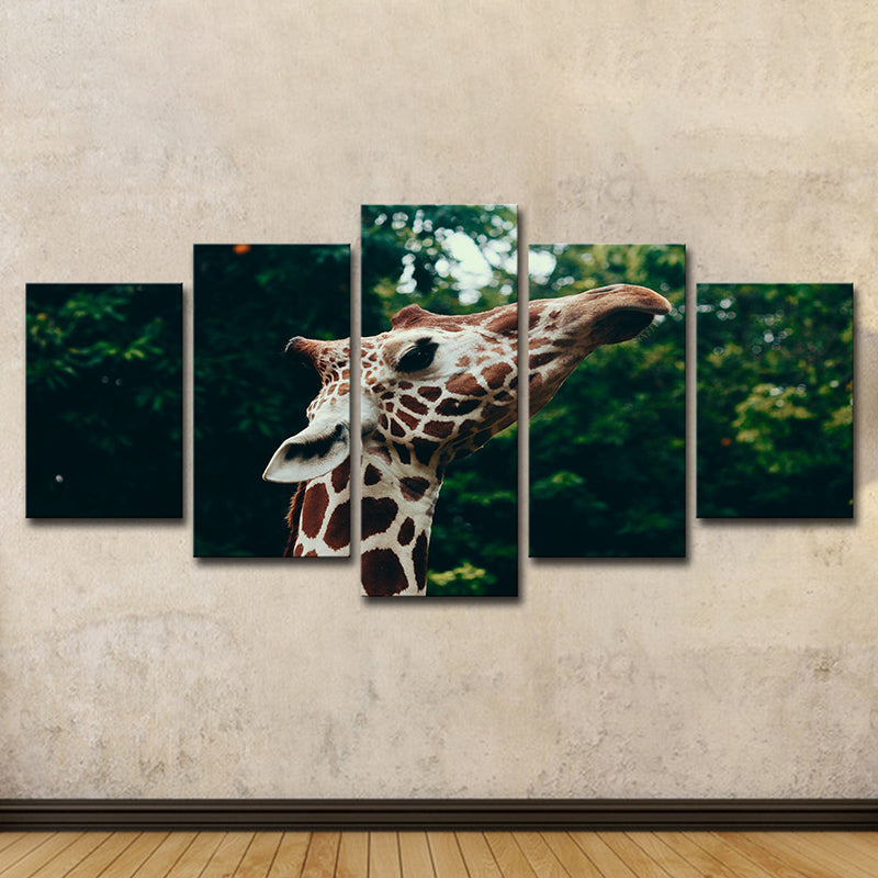 Brown Giraffe Canvas Print Wild Animal Modern Multi-Piece Wall Art Decor for Home