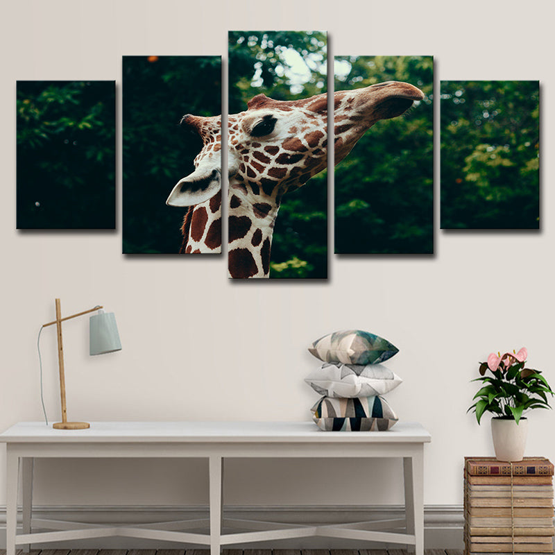 Brown Giraffe Canvas Print Wild Animal Modern Multi-Piece Wall Art Decor for Home