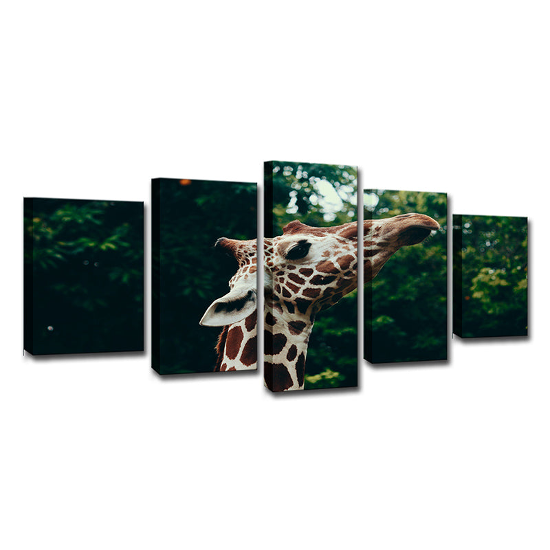 Brown Giraffe Canvas Print Wild Animal Modern Multi-Piece Wall Art Decor for Home