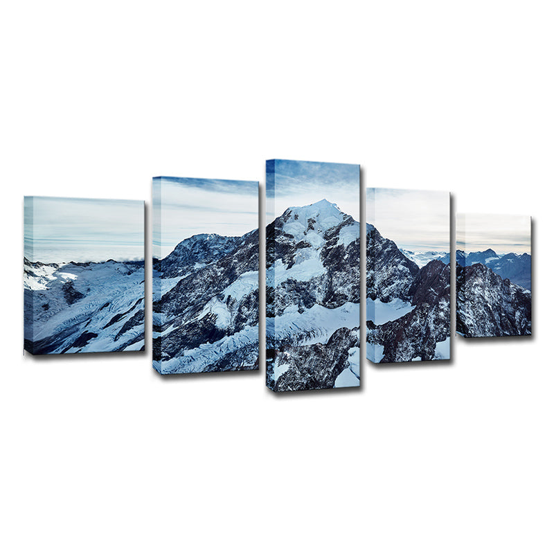 Photography Mount Cook Peaks Canvas Art for Bedroom, Blue and White, Multi-Piece