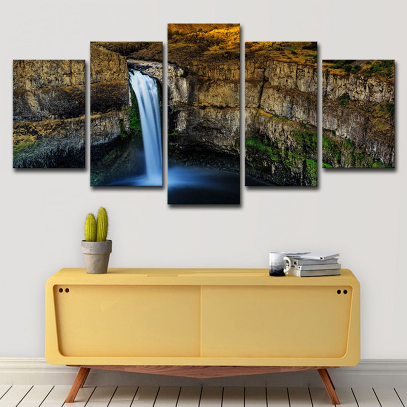 Modern Palouse Falls Wall Art Brown Washington Canyon Scenery Canvas Print, Multi-Piece