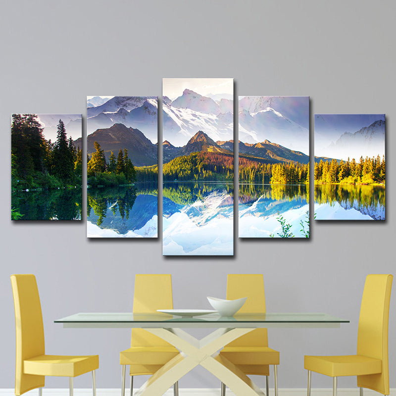 Splendid Mountain Lake Landscape Canvas Wall Art, Green and Blue, Multiple-Piece