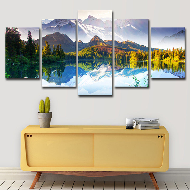 Splendid Mountain Lake Landscape Canvas Wall Art, Green and Blue, Multiple-Piece