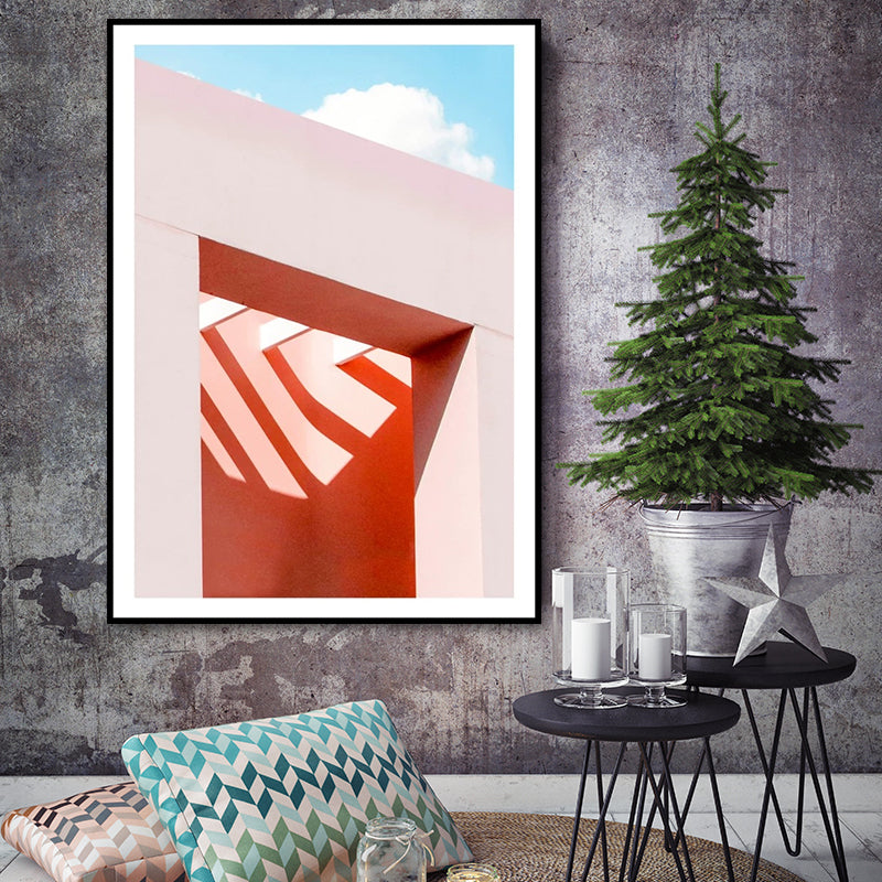 Illustration Balcony Canvas Wall Art for Home Gallery, Light Color, Texture Surface