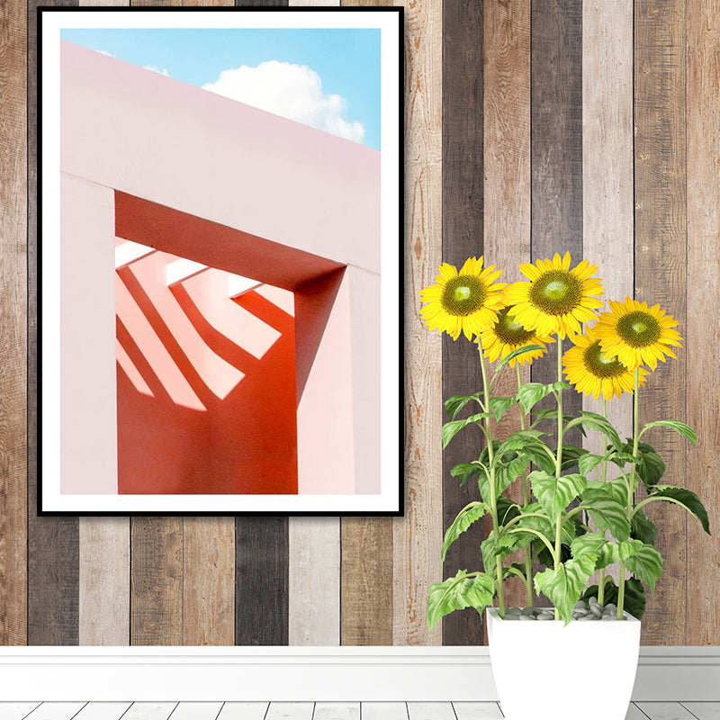 Illustration Balcony Canvas Wall Art for Home Gallery, Light Color, Texture Surface