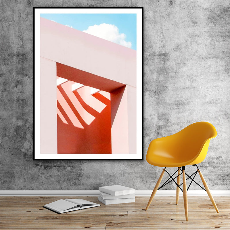 Illustration Balcony Canvas Wall Art for Home Gallery, Light Color, Texture Surface