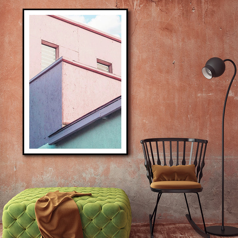 Illustration Balcony Canvas Wall Art for Home Gallery, Light Color, Texture Surface