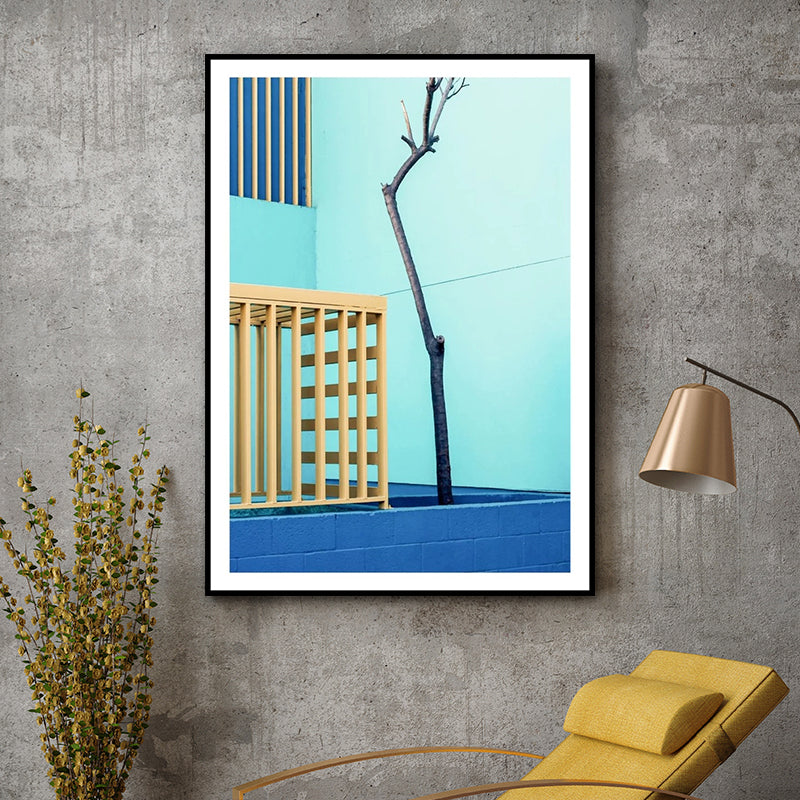 Illustration Balcony Canvas Wall Art for Home Gallery, Light Color, Texture Surface