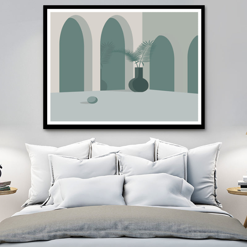 Courtyard Cat Wall Art Print Modern Aesthetic Architecture Canvas Print in Soft Color