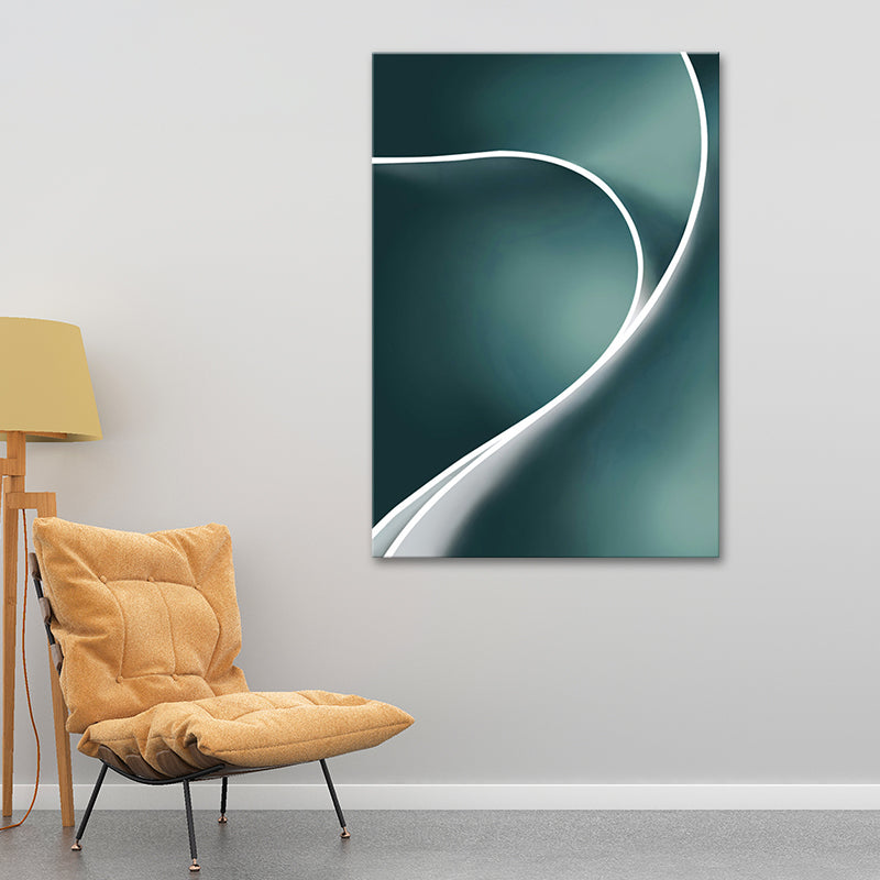 Twist Canvas Art Minimalism Textured Wall Decoration in White on Green for Bedroom