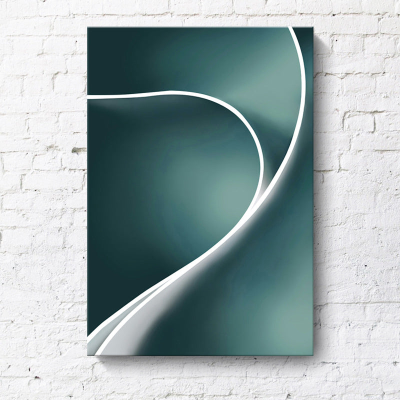 Twist Canvas Art Minimalism Textured Wall Decoration in White on Green for Bedroom