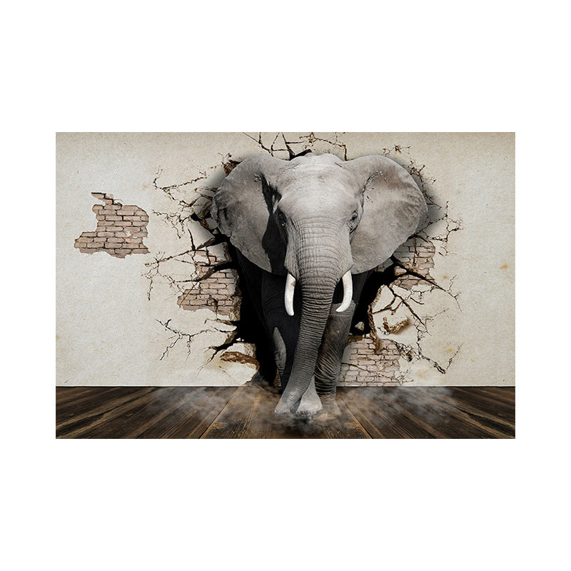 Grey African Elephant Canvas Wall Art Wild Animal Modern Textured Wall Decoration