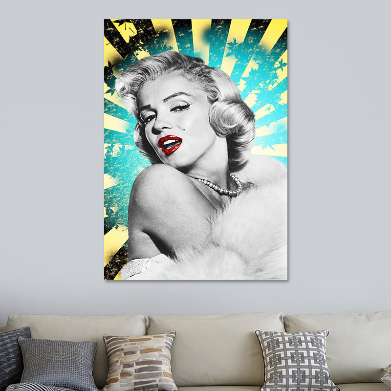 Textured Marilyn Monroe Wall Decor Glam Canvas Wall Art Print in Dark Color for Room