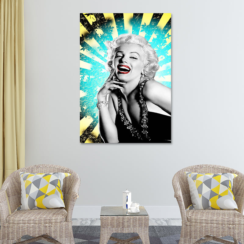 Textured Marilyn Monroe Wall Decor Glam Canvas Wall Art Print in Dark Color for Room