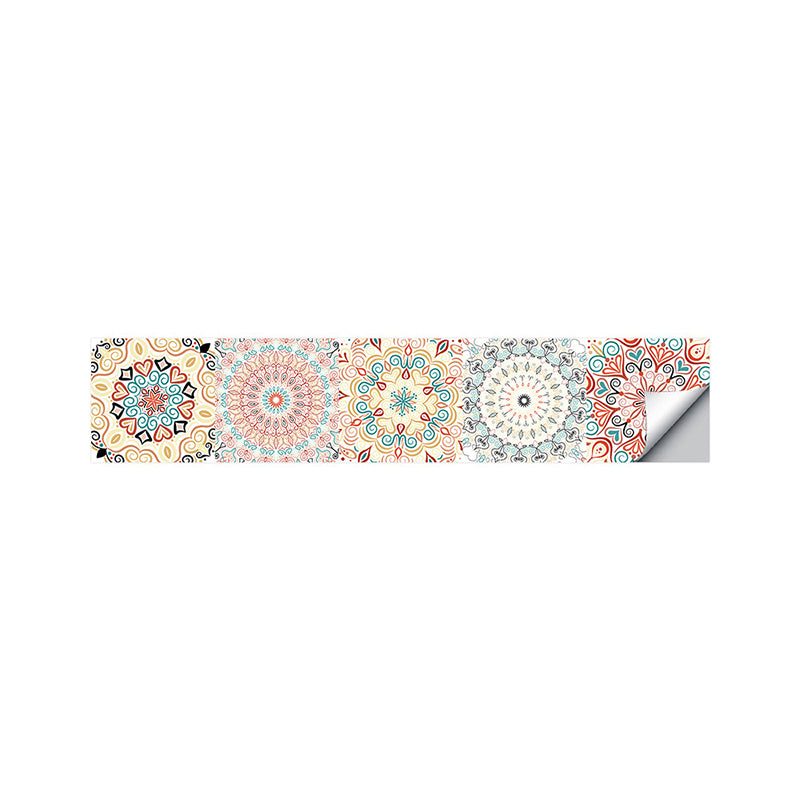 Pink Mandala Wallpaper Panel Set Peel and Stick Bohemian Style Washroom Wall Art