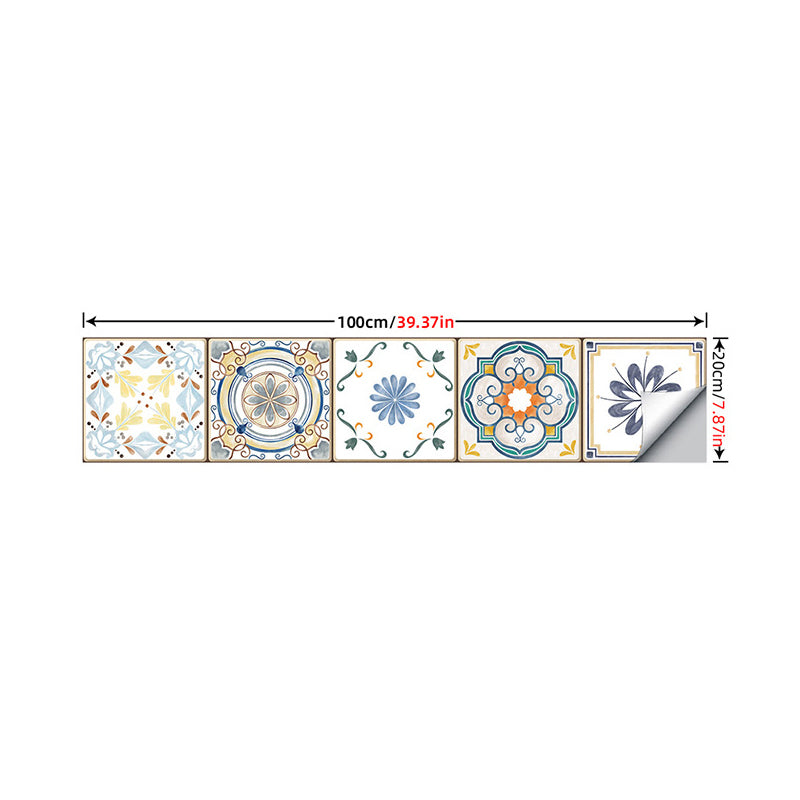 Bohemian Floral Wallpaper Panel for Dining Room 3.5' L x 8" W Wall Art in Grey, Self-Sticking