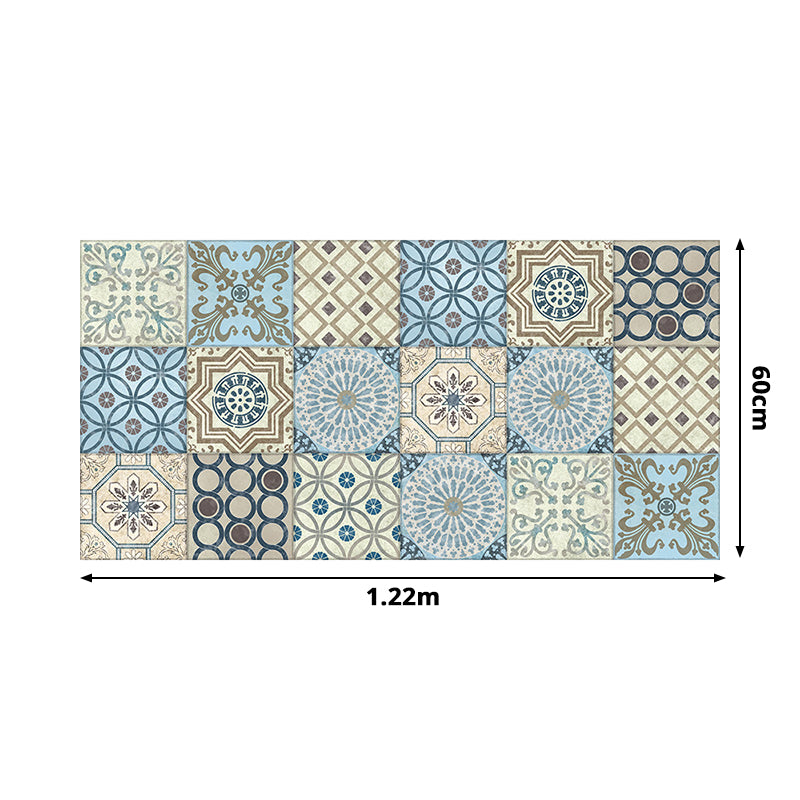 PVC Self-Adhesive Wallpapers Bohemian Style Flower Tiles Wall Decor for Washroom