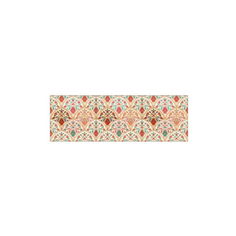 Orange Semicircle Floral Tile Wallpapers Orange Peel and Paste Wall Decor for Home