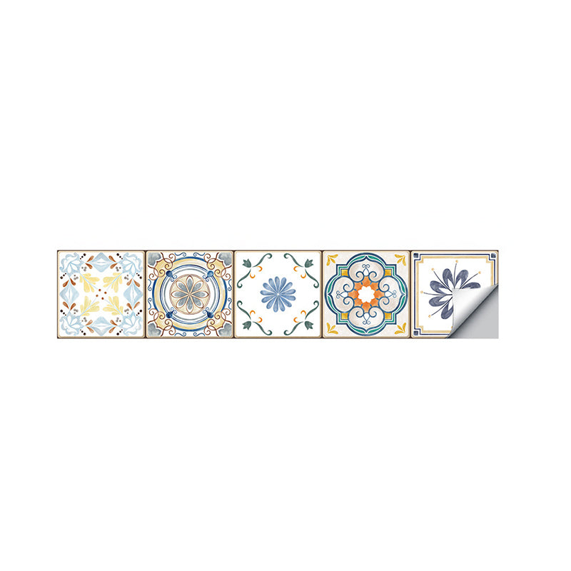 Boho-Chic Floral Stick Wallpaper Panels Grey Quatrefoil Print Wall Decor for Kitchen