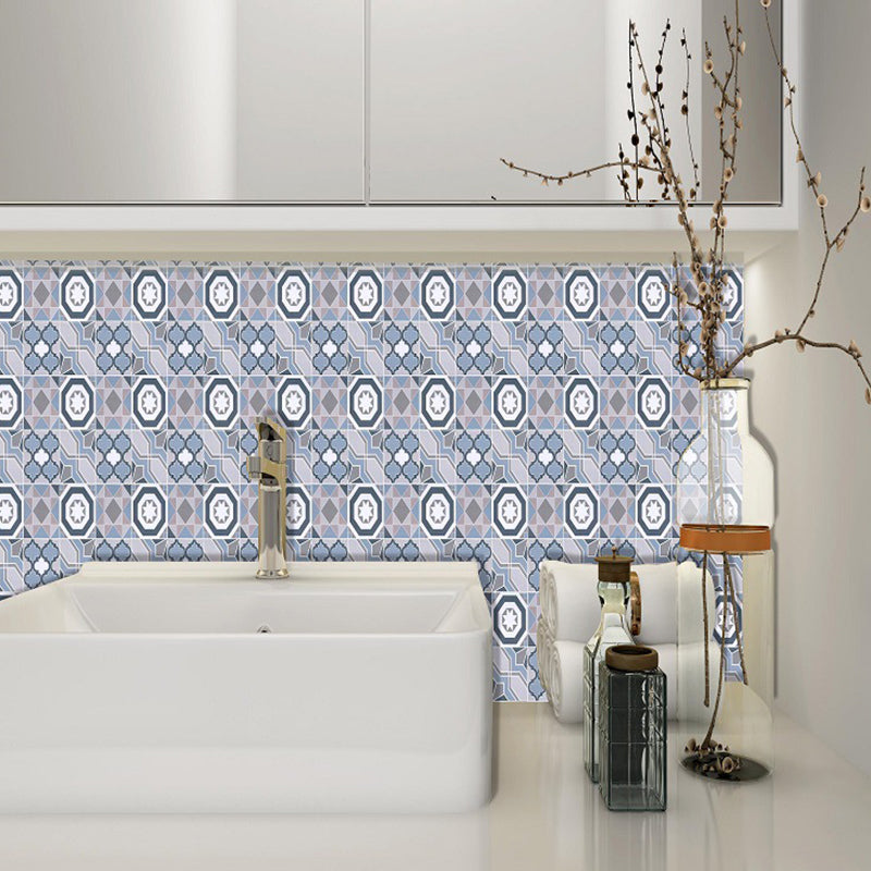 Seamless Geometric Pattern Wallpapers Blue Bohemian Adhesive Wall Art for Dining Room