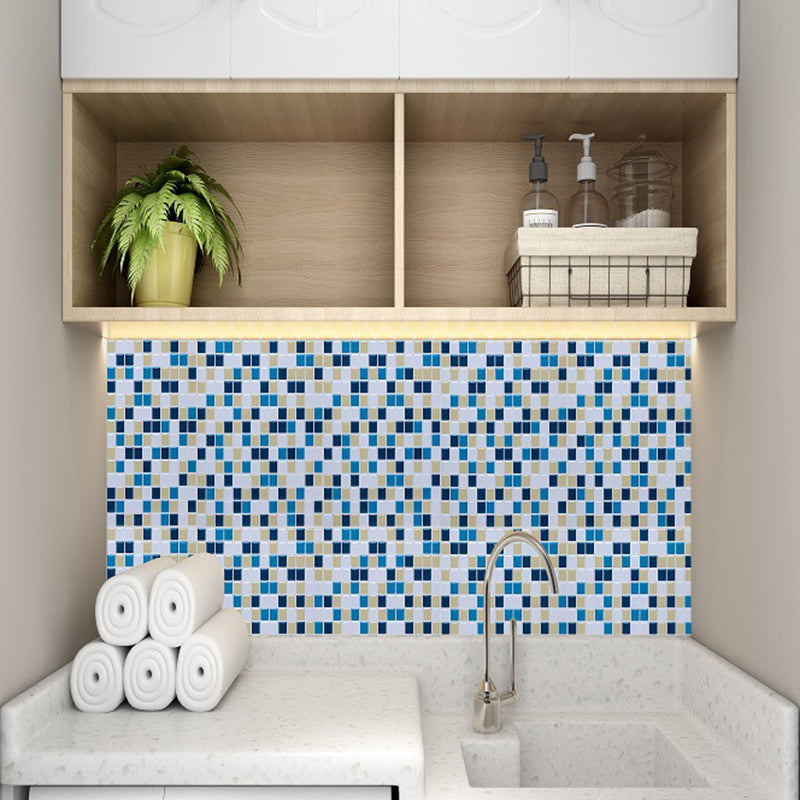 Bohemia Mosaic Tile Wallpaper Panel Blue Easy Peel off Wall Decor for Dining Room