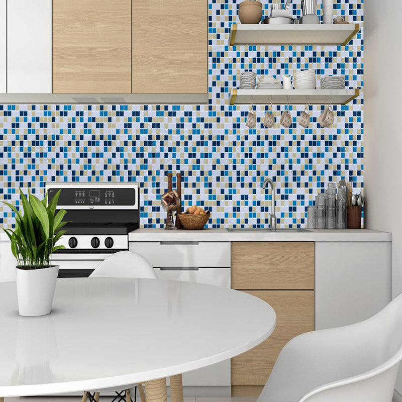 Bohemia Mosaic Tile Wallpaper Panel Blue Easy Peel off Wall Decor for Dining Room