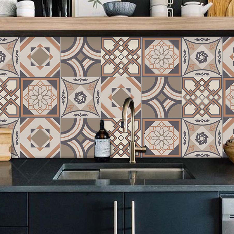 Brown Boho Peel Wallpaper Panels 3.5' x 8" Harlequin Pattern Wall Covering for Accent Wall