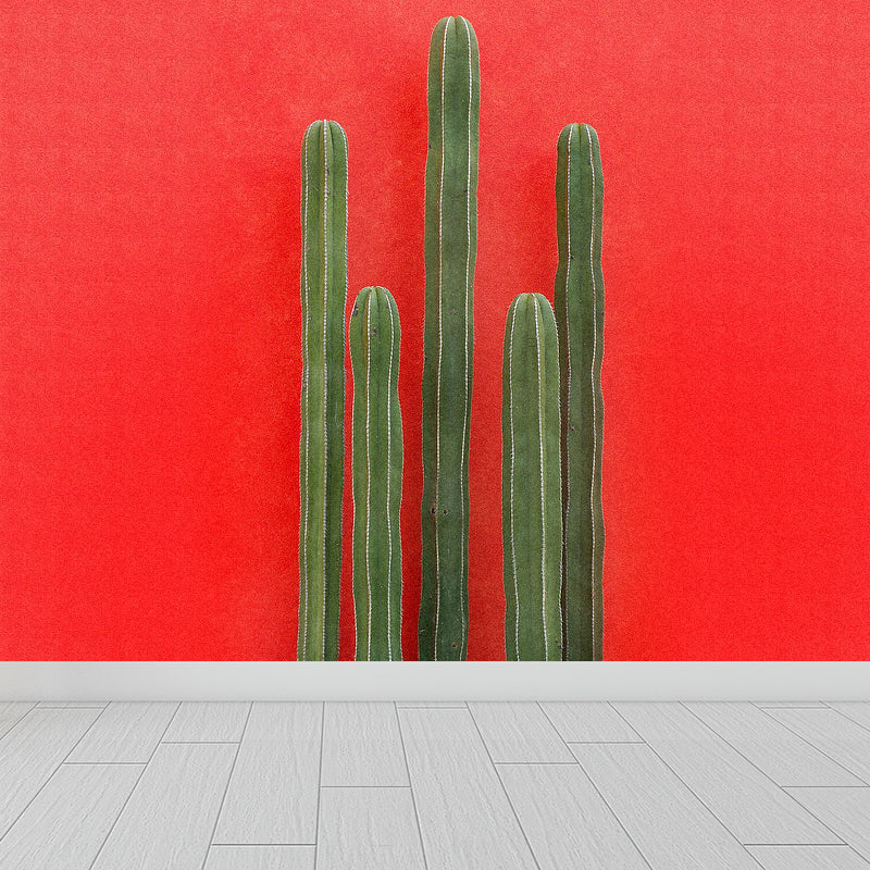 Illustration 3D Illusion Cactus Mural Giant Wall Covering for Dining Room, Custom