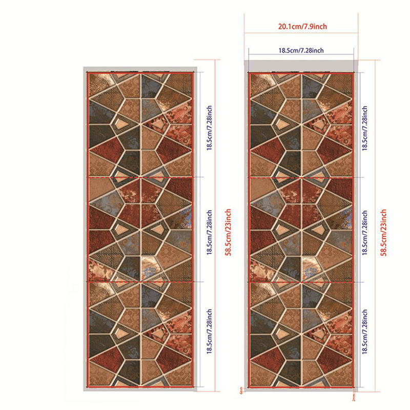 Exotic Geometric Tile Wallpaper Panels House Interior Bohemian Pattern Stick Wall Covering, 7.3' x 7.3"