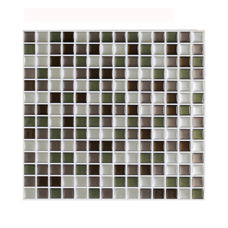 Mosaic Tiles Wallpaper Panel Set Grey PVC Wall Art, Peel and Paste, 9.8' L x 9.8" W