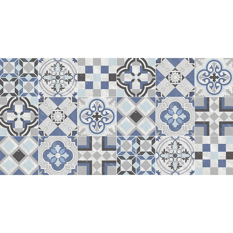 Bohemian Mosaic Tile Wallpaper Panel Blue Quatrefoil Pattern Wall Decor for Kitchen, Stick On