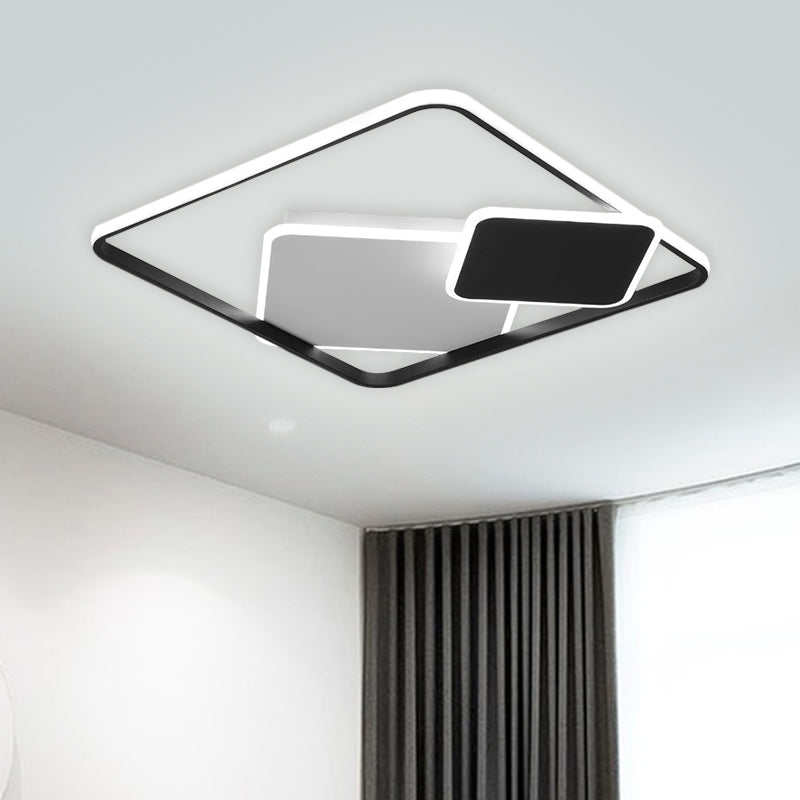 Camera da letto quadrata a filo metro in metallo Minimalismo Alluminazione a filo in nero, largo 16,5 "/20,5" (la personalizzazione sarà di 7 giorni)