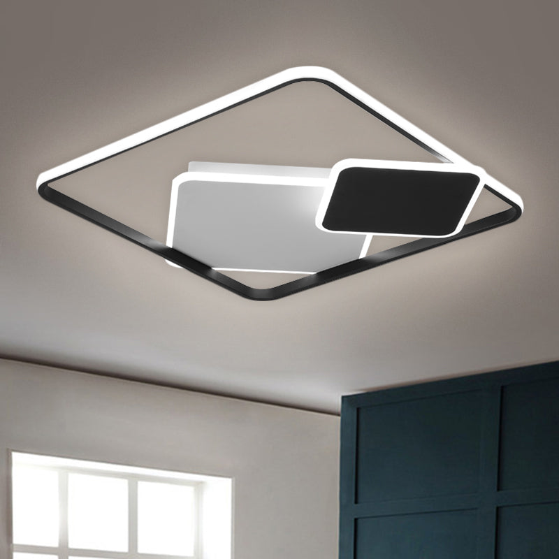 Vierkante slaapkamer spoeling licht metaal led minimalisme spoeling verlichting in zwart, 16,5 "/20,5" breed (de aanpassing zal 7 dagen zijn)