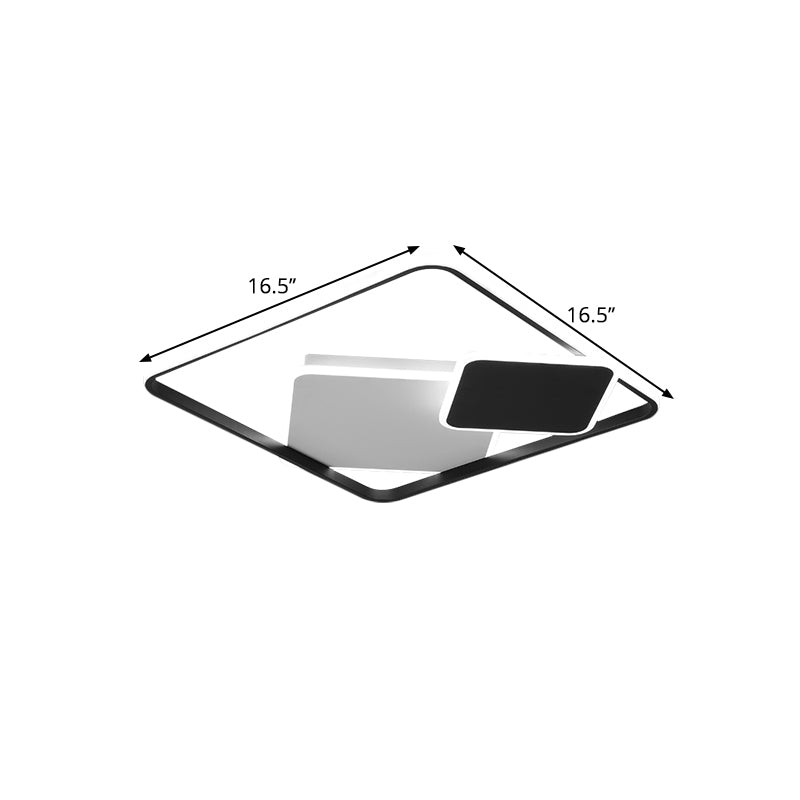 Vierkante slaapkamer spoeling licht metaal led minimalisme spoeling verlichting in zwart, 16,5 "/20,5" breed (de aanpassing zal 7 dagen zijn)