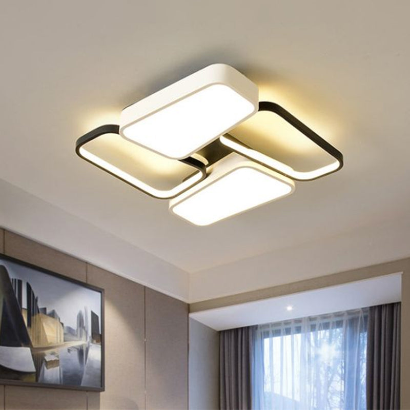 Black-White Trapezoid LED AFFROULIMENTO Modernista Metallic Semi Flush Monte Accensione in luce calda/bianca/3 a colori