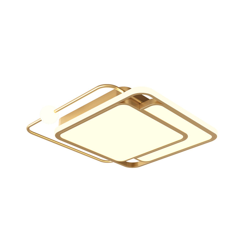 Apparecchiatura montata a led quadrati oro lampada a filo in stile semplice in luce calda/bianca, larghezza 16,5 "/20,5"