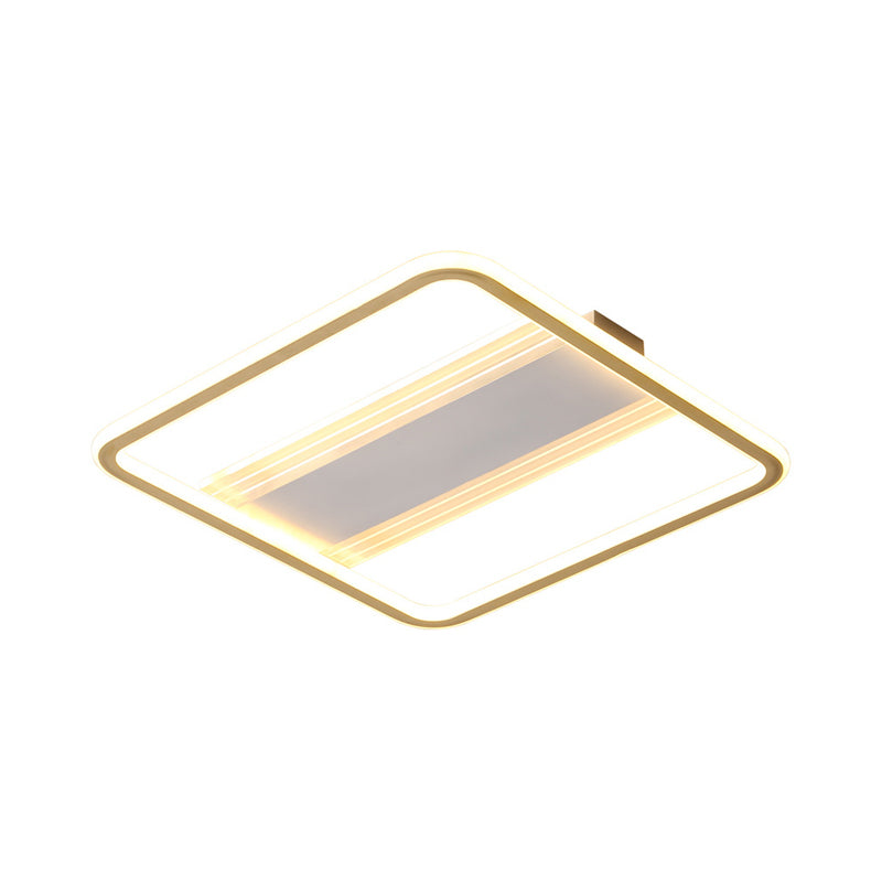 16.5"/20.5" W Modern LED Semi Flush Gold Squared Ceiling Mounted Fixture with Acrylic Shade in Warm/White Light