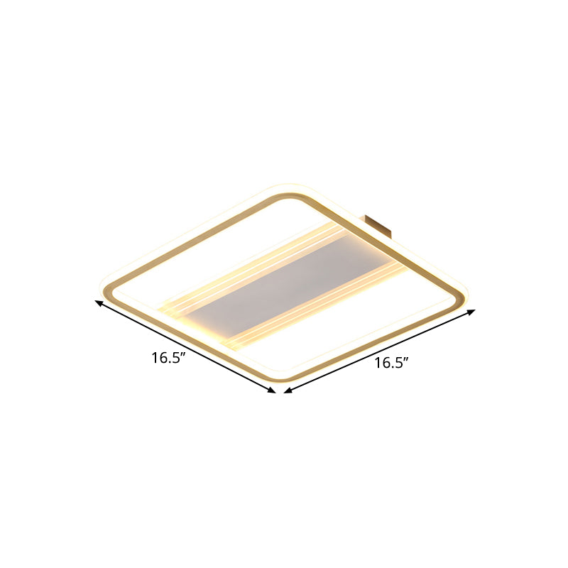 16,5 "/20,5" W LED moderne Semi Flush Flush Gold Squared plafond Aménagé monté avec une teinte acrylique en lumière chaude / blanche