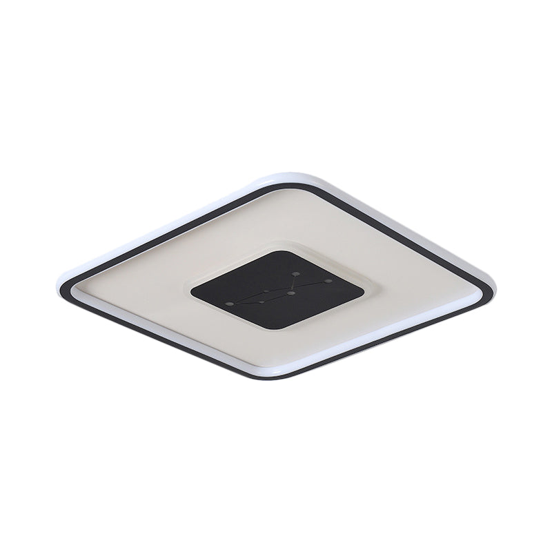 LED Bedroom Flush Mount Lighting Minimalism Black Ceiling Flush with Squared Acrylic Shade in Warm/White/3 Color Light