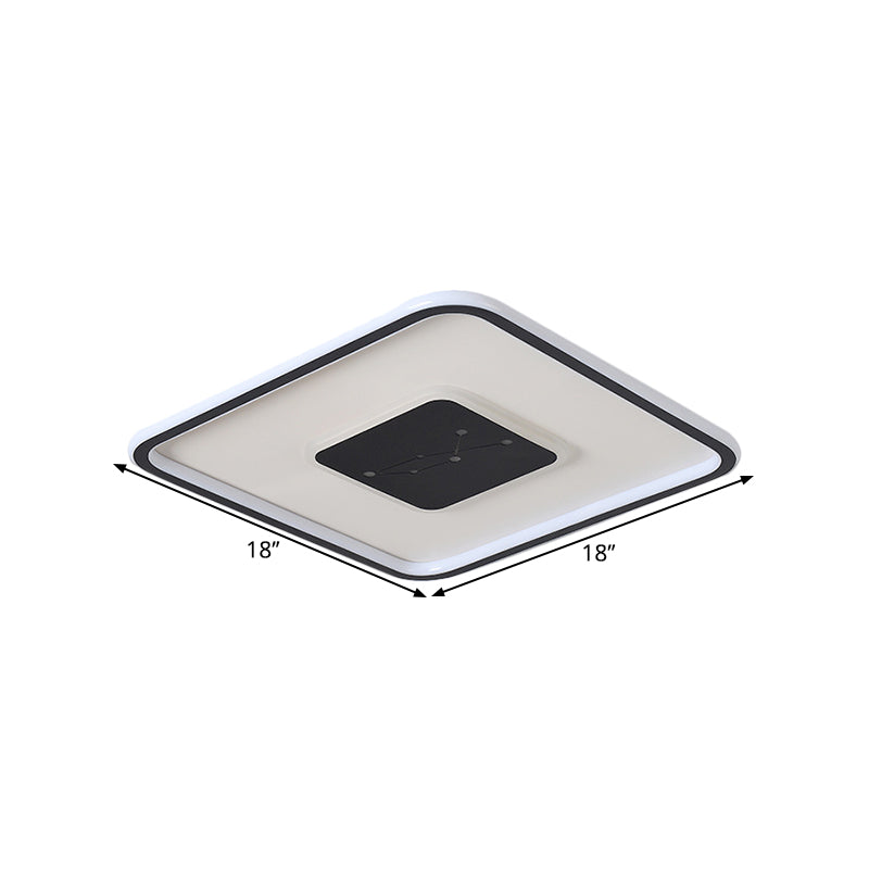 LED Bedroom Flush Mount Lighting Minimalism Black Ceiling Flush with Squared Acrylic Shade in Warm/White/3 Color Light