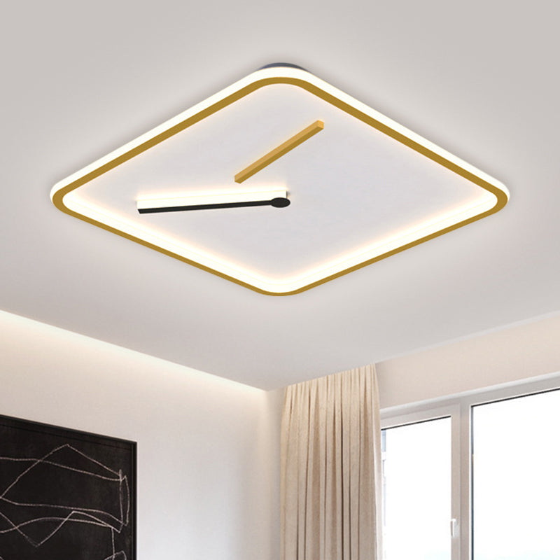 Acrylic Square LED Flush Mount Lamp Simplicity Black/Gold Close to Ceiling Lighting in Warm/White Light, 16"/19.5" Wide