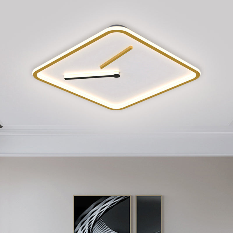 Acrylic Square LED Flush Mount Lamp Simplicity Black/Gold Close to Ceiling Lighting in Warm/White Light, 16"/19.5" Wide