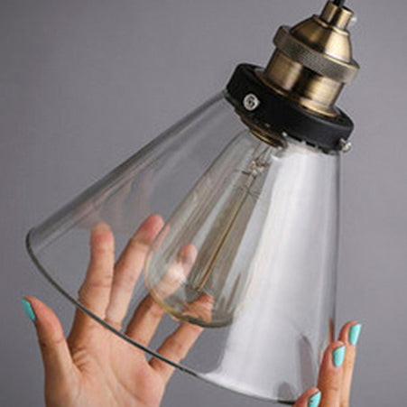 3/4/5-Licht-Multi-Pendelleuchten-Leuchte Vintage-Kegel Clear Glass Hanging Lampe in Schwarz mit linearem Baldachin