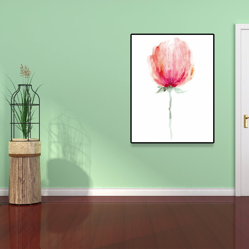 Watercolor Flower Canvas Print Farmhouse Style Textured Wall Art in Soft Color