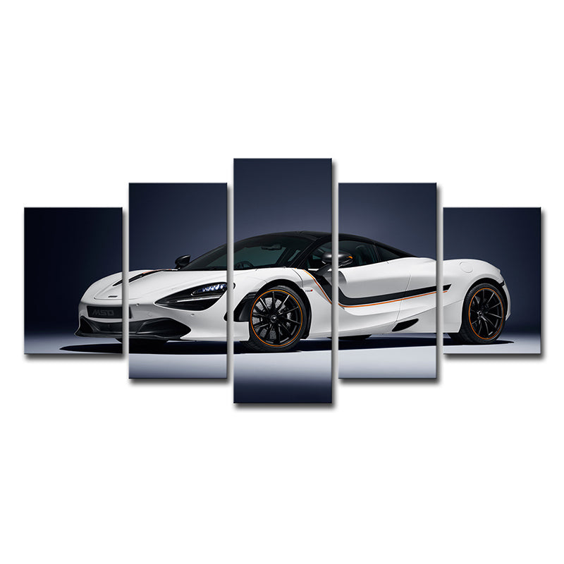 Cool McLaren Sports Car Canvas Wall Art for Boys Bedroom, White and Black, Multi-Piece