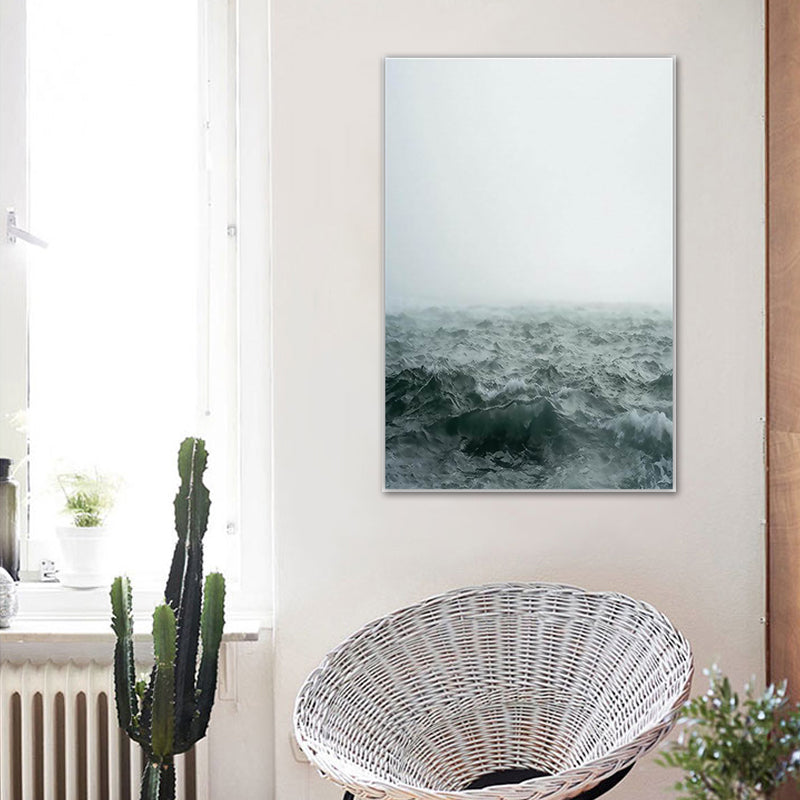 Grey Sea Water Canvas Print Scenery Nostalgic Textured Surface Wall Art Decor for Home