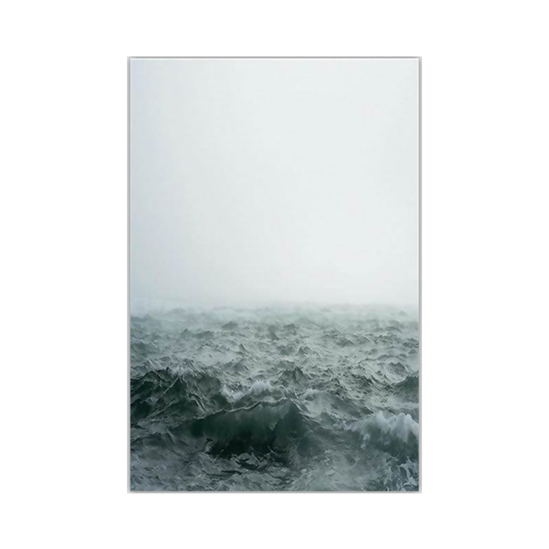 Grey Sea Water Canvas Print Scenery Nostalgic Textured Surface Wall Art Decor for Home