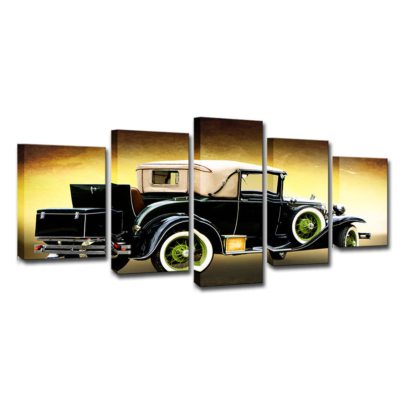 Nostalgic Classic Car Print Canvas Art Boys Room Road Vehicle Wall Decor in Black