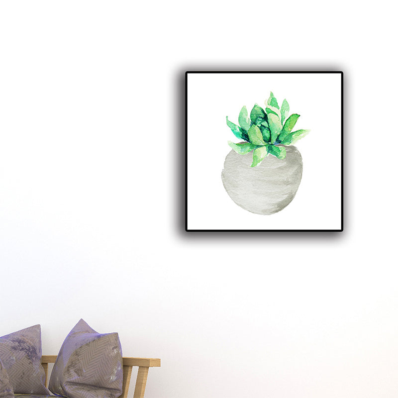 Tropix Succulent Plant Painting Canvas Textured Green Wall Art Print for Living Room